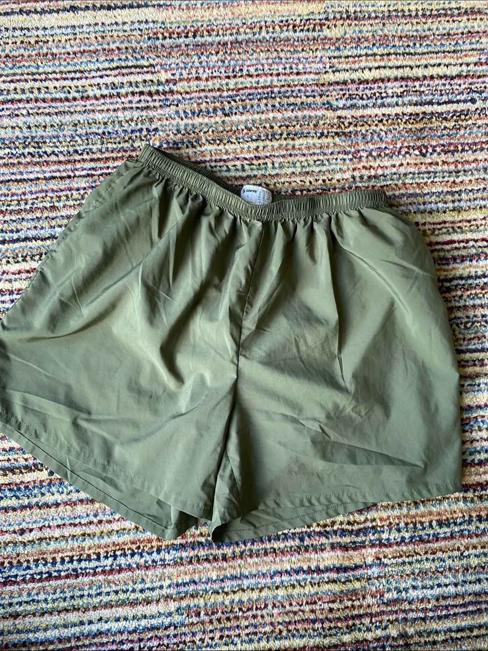 Soffe Olive Green Athletic Pull-On Shorts with Black Liner